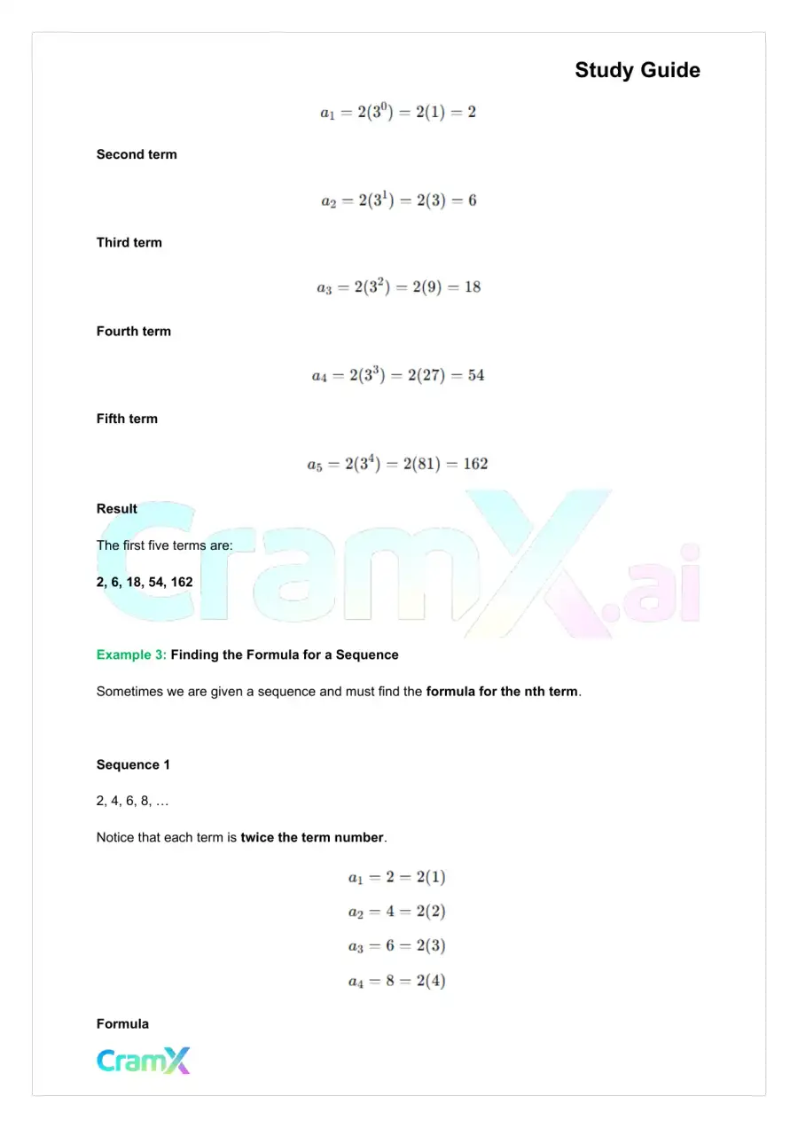 Algebra II – Sequences and Series, page 3