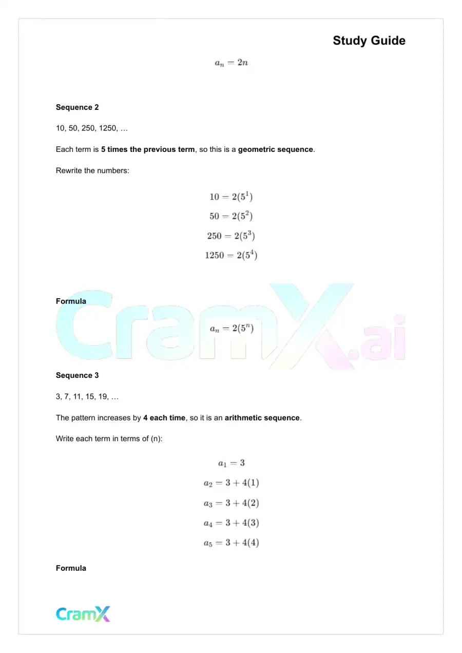 Algebra II – Sequences and Series, page 4
