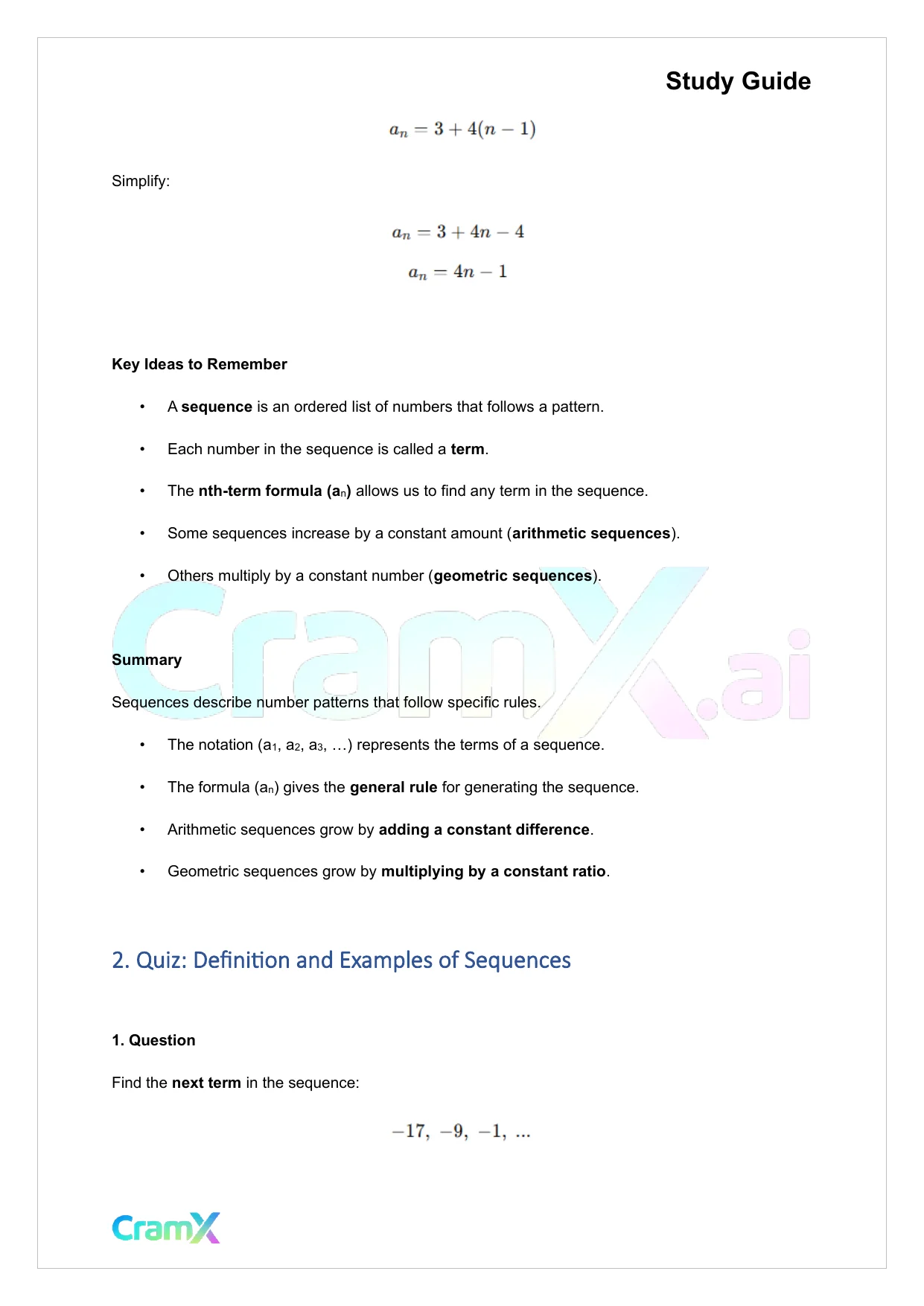 Algebra II – Sequences and Series - Page 5 preview image