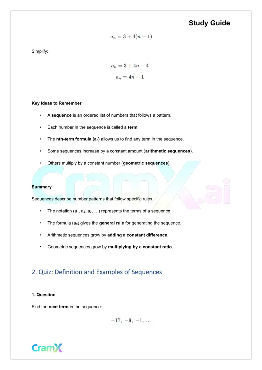Algebra II – Sequences and Series, page 5