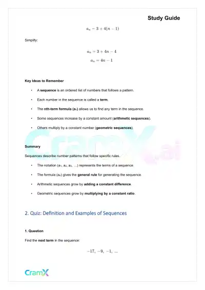 Algebra II – Sequences and Series - Page 5 preview image