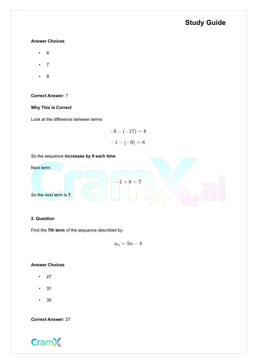 Algebra II – Sequences and Series, page 6