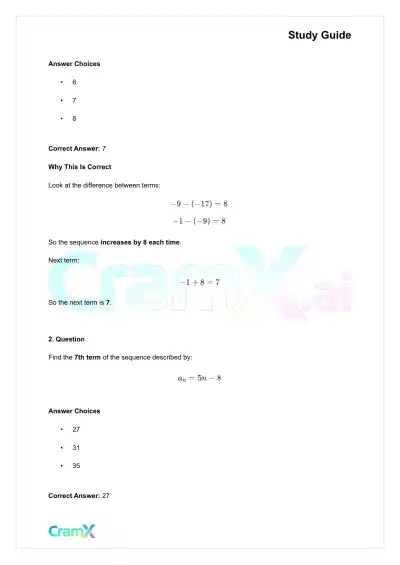 Algebra II – Sequences and Series - Page 6 preview image