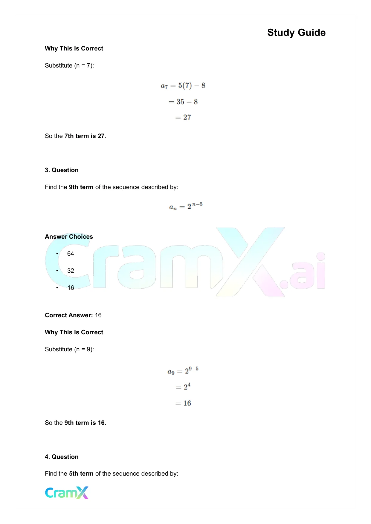 Algebra II – Sequences and Series - Page 7 preview image