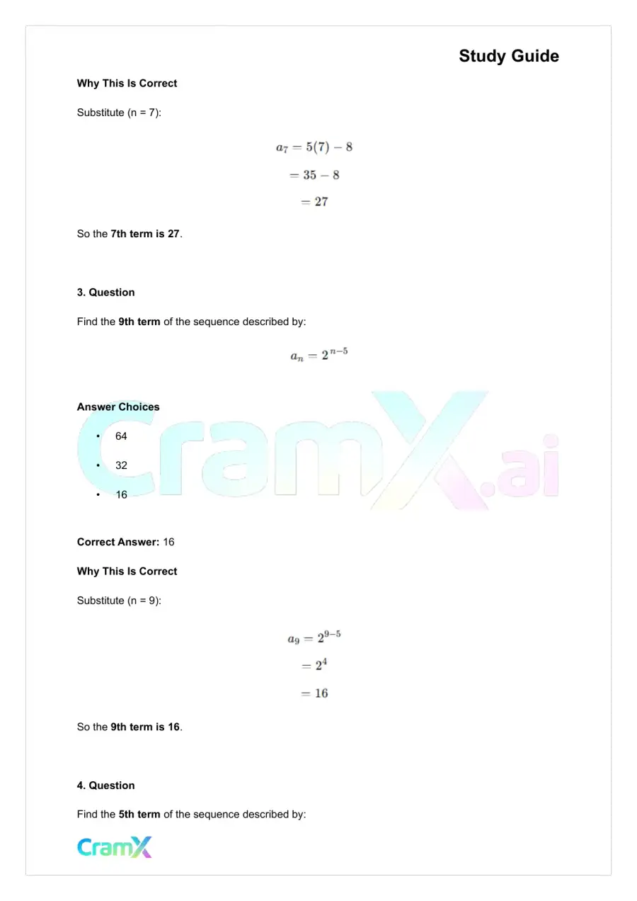 Algebra II – Sequences and Series, page 7