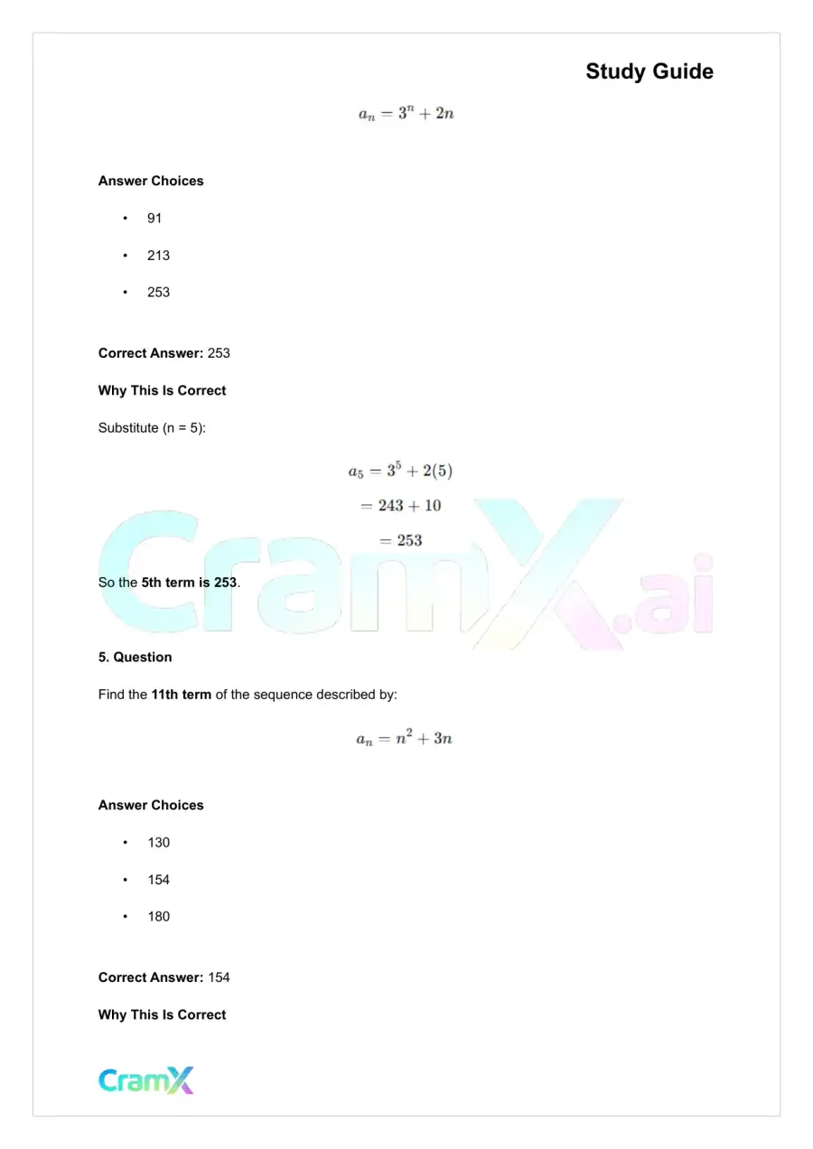 Algebra II – Sequences and Series, page 8