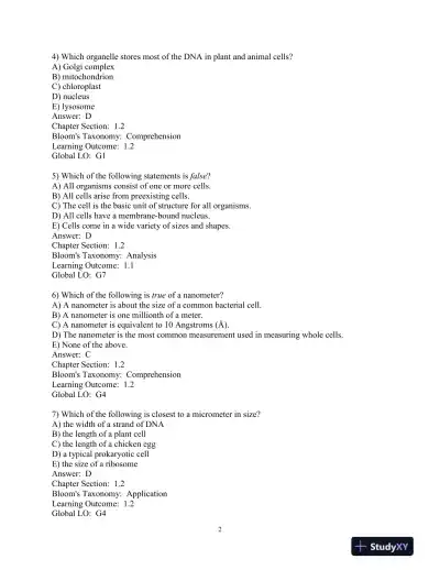 Becker's World Of The Cell, 9th Edition Test Bank - Page 3 preview image