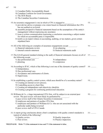 Auditing: An International Approach Seventh Canadian Edition Test Bank - Page 10 preview image