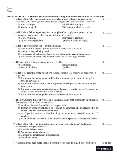 Auditing: An International Approach Seventh Canadian Edition Test Bank - Page 16 preview image