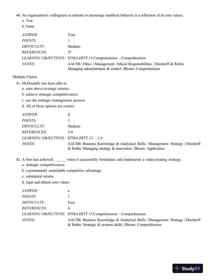Strategic Management: Concepts and Cases: Competitiveness and Globalization, 11th Edition Test Bank, page 15