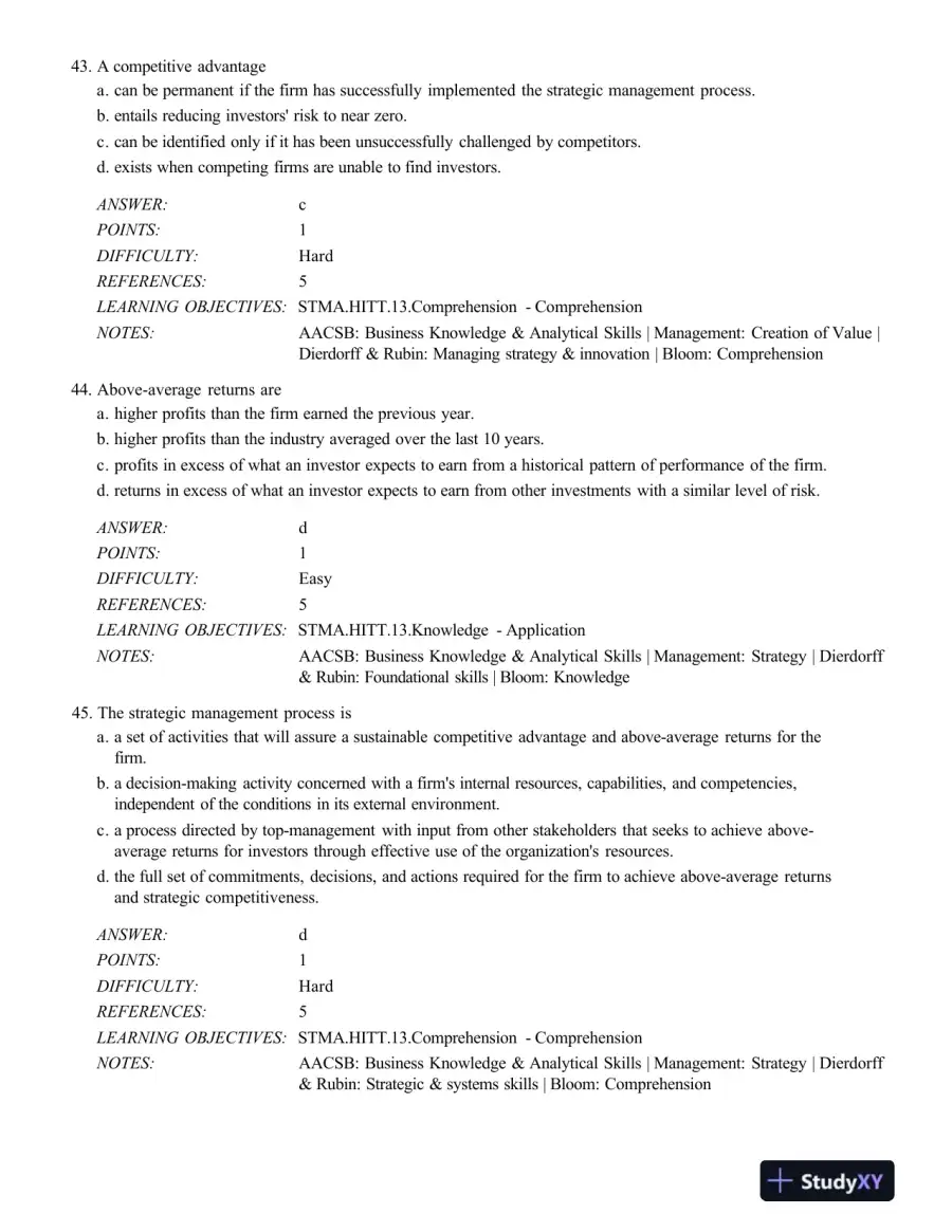Strategic Management: Concepts and Cases: Competitiveness and Globalization, 11th Edition Test Bank, page 16