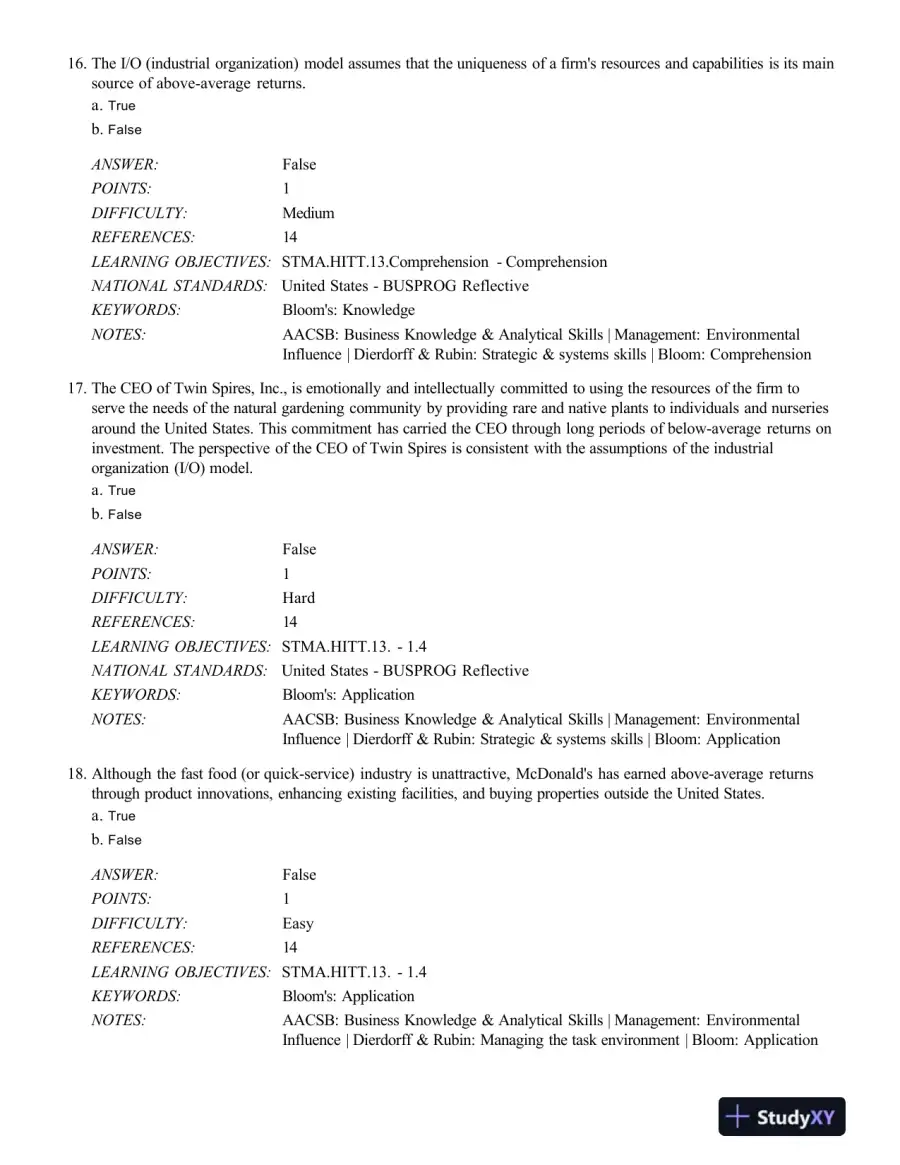 Strategic Management: Concepts and Cases: Competitiveness and Globalization, 11th Edition Test Bank, page 7