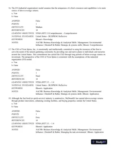 Strategic Management: Concepts and Cases: Competitiveness and Globalization, 11th Edition Test Bank - Page 7 preview image