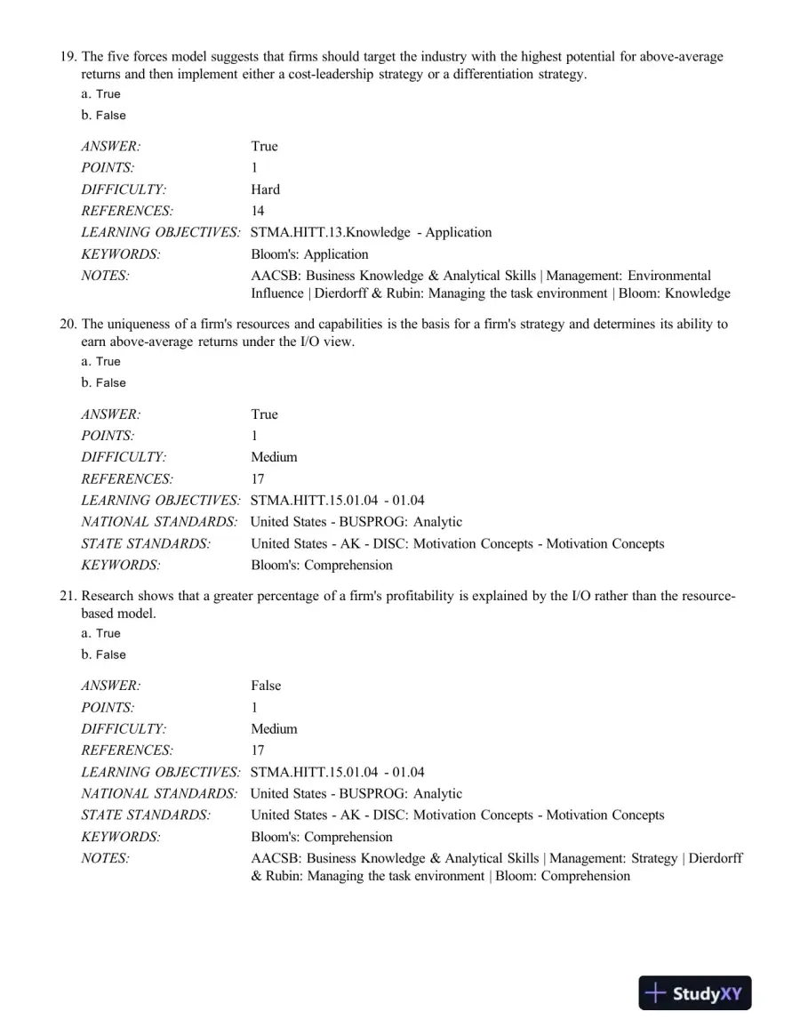 Strategic Management: Concepts and Cases: Competitiveness and Globalization, 11th Edition Test Bank, page 8