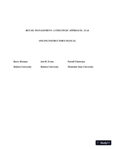 Retail Management, Global Edition 13th Edition Solution Manual - Page 1 preview image