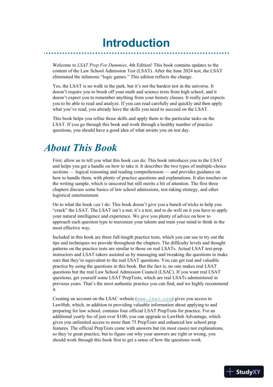 LSAT Prep For Dummies (+5 Practice Tests Online) (2024), page 10