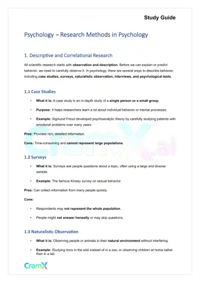 Psychology - Research Methods in Psychology - Page 1 preview image
