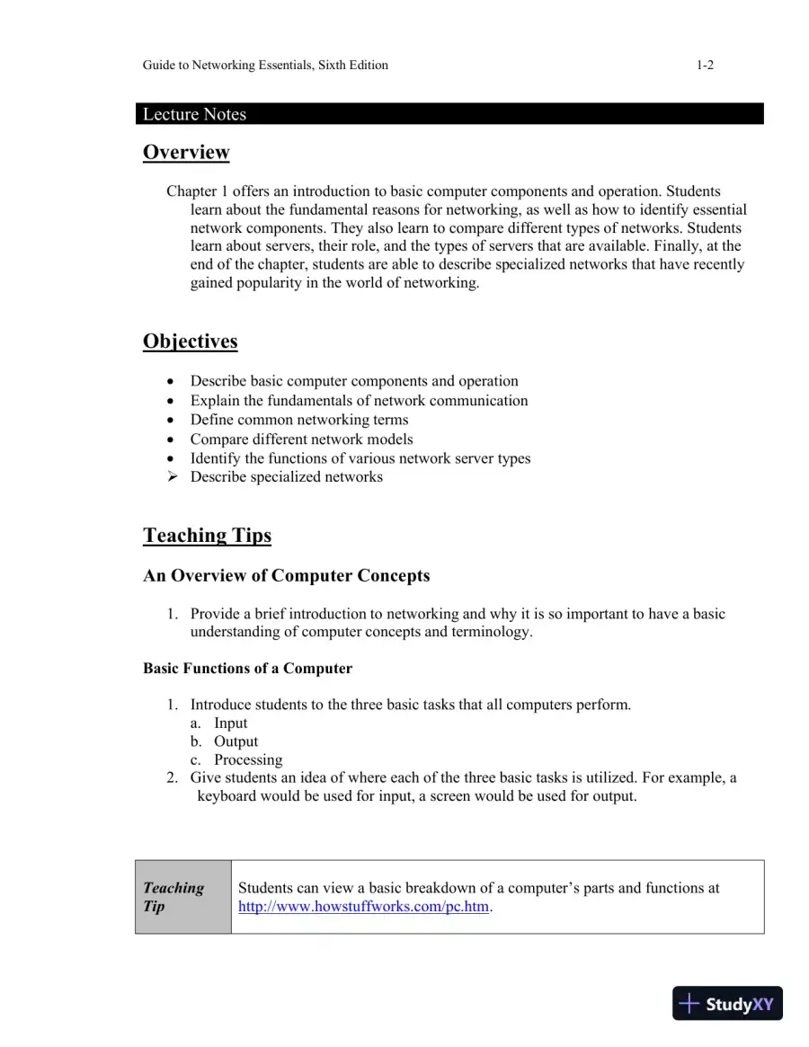 Guide To Networking Essentials, 7th Edition Lecture Notes, page 3