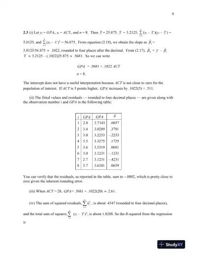 Solution Manual for Introductory Econometrics: A Modern Approach , 7th Edition - Page 8 preview image