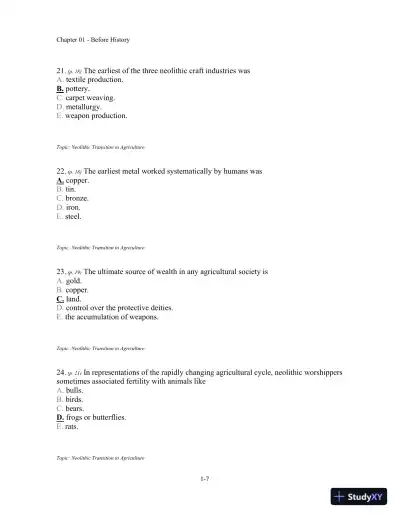 Traditions and Encounters: A Global Perspective on the Past 6th Edition Test Bank - Page 8 preview image