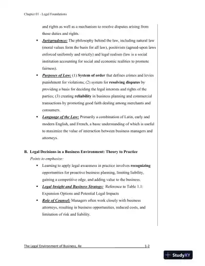 Solution Manual for The Legal Environment of Business, A Managerial Approach: Theory to Practice, 4th Edition - Page 3 preview image