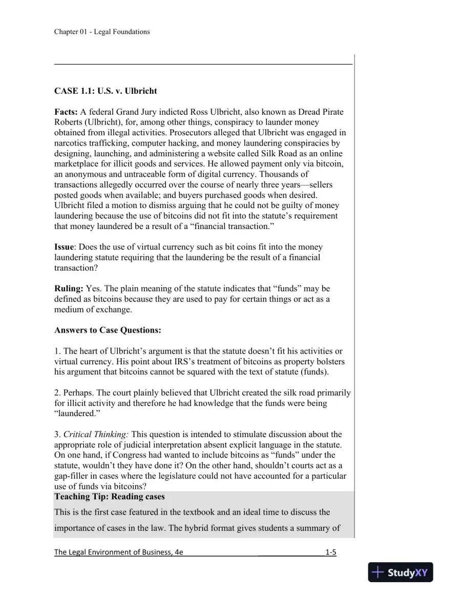 Solution Manual for The Legal Environment of Business, A Managerial Approach: Theory to Practice, 4th Edition, page 6