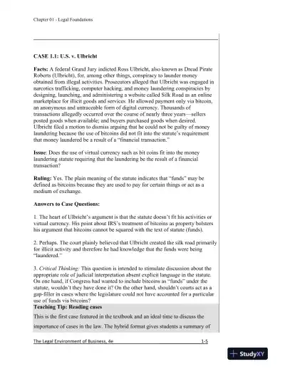 Solution Manual for The Legal Environment of Business, A Managerial Approach: Theory to Practice, 4th Edition - Page 6 preview image