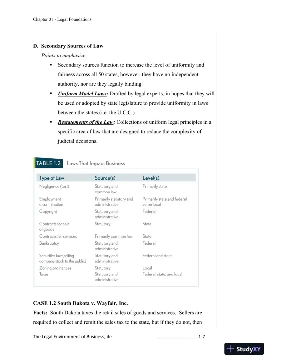 Solution Manual for The Legal Environment of Business, A Managerial Approach: Theory to Practice, 4th Edition, page 8