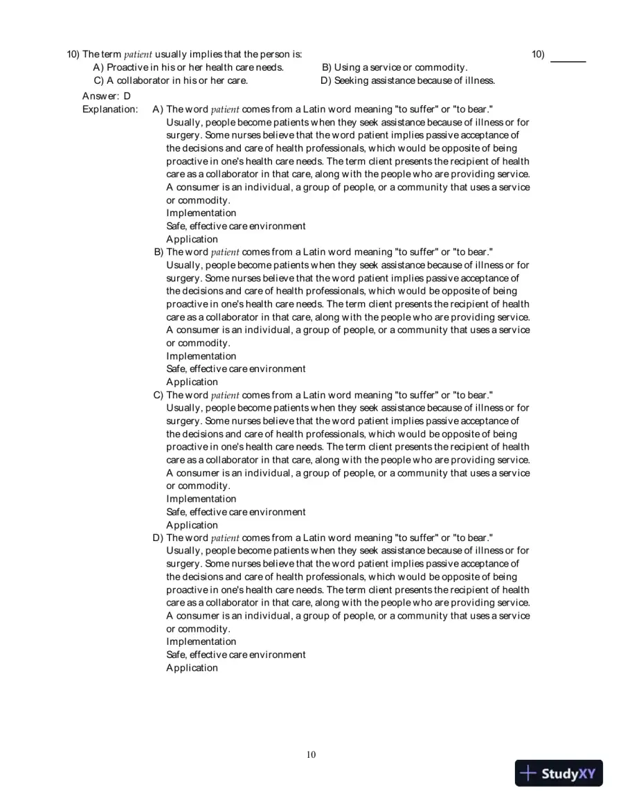 Kozier And Erb's Fundamentals Of Nursing With Clinical Handbook , 8th Edition Test Bank, page 11