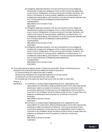 Kozier And Erb's Fundamentals Of Nursing With Clinical Handbook , 8th Edition Test Bank - Page 16 preview image