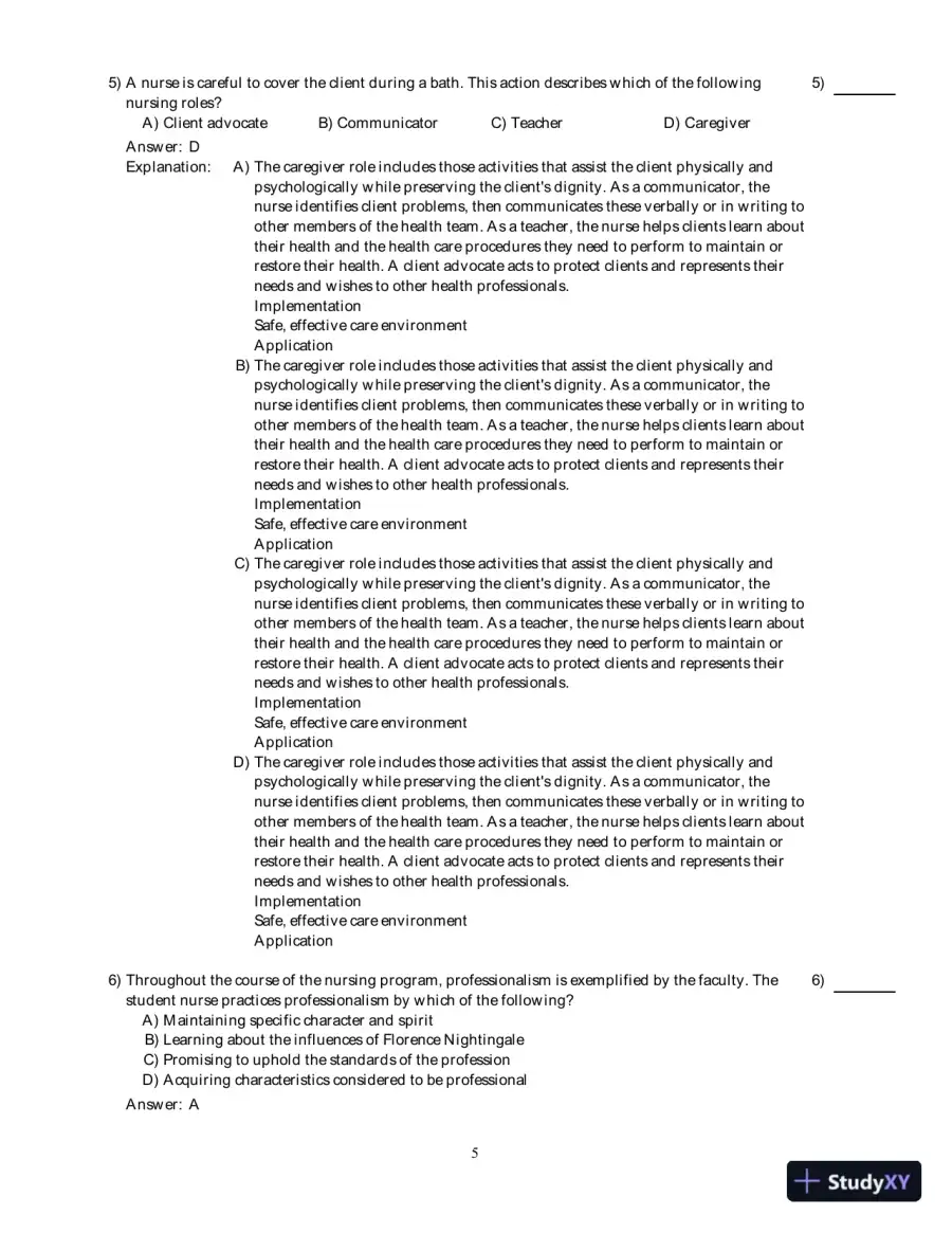 Kozier And Erb's Fundamentals Of Nursing With Clinical Handbook , 8th Edition Test Bank, page 6