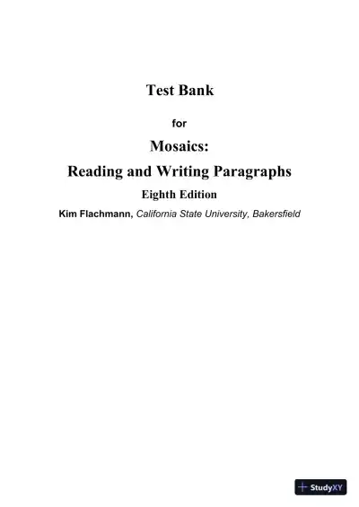 Test Bank for Mosaics: Reading and Writing Paragraphs, 8th Edition - Page 1 preview image
