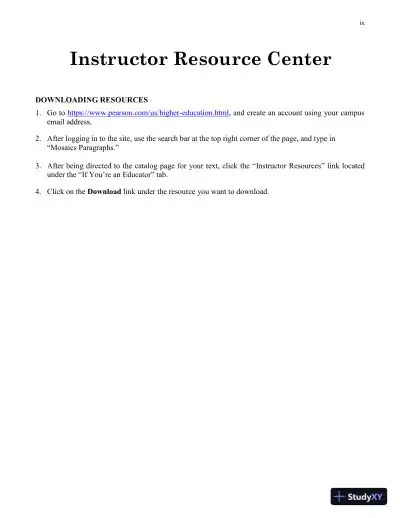Test Bank for Mosaics: Reading and Writing Paragraphs, 8th Edition - Page 13 preview image