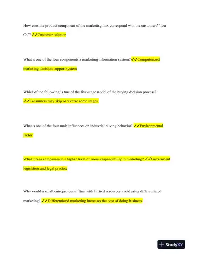 WGU D174 Marketing Practice Exam With Answers (36 Solved Questions) - Page 3 preview image