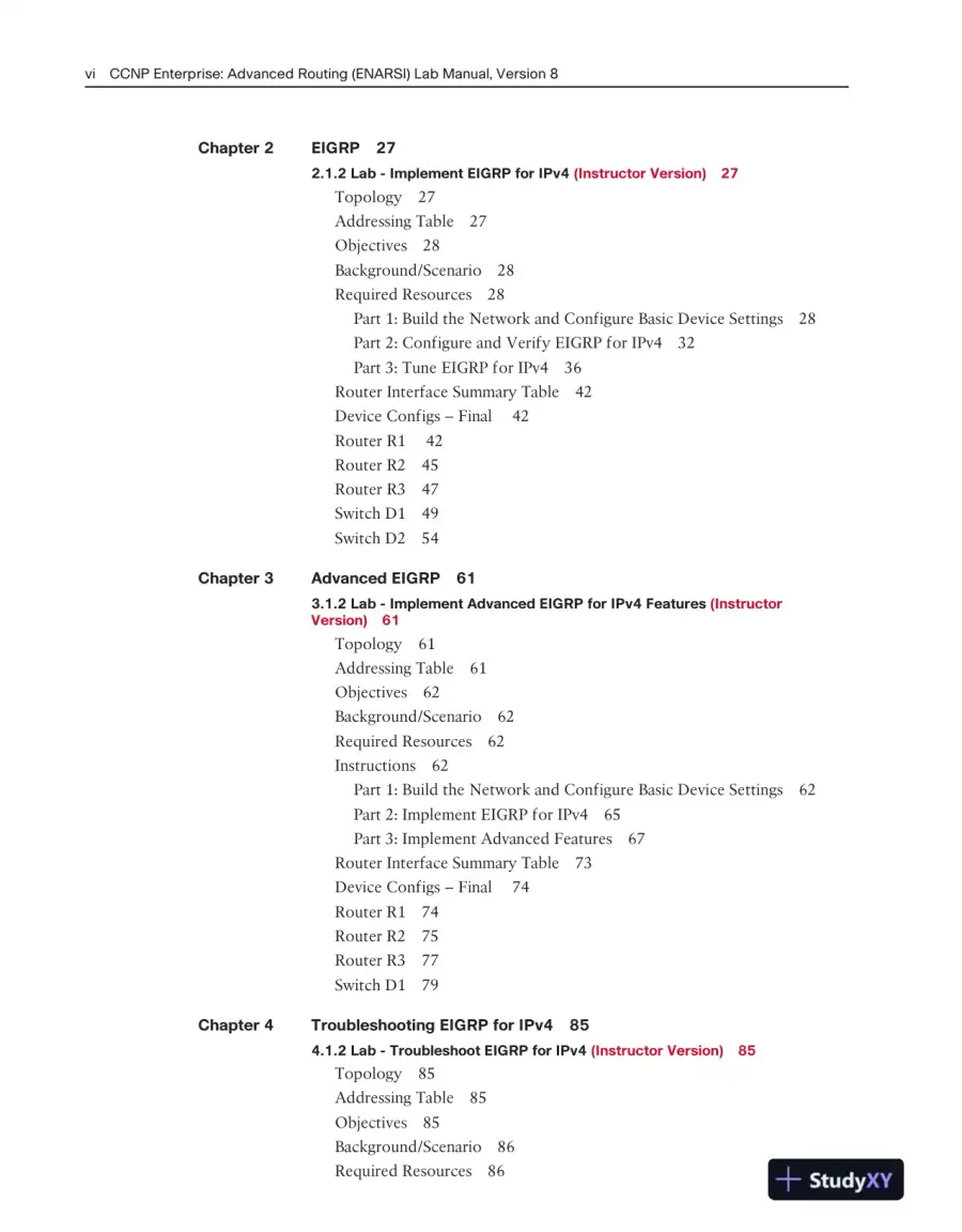 Solution Manual for CCNP Enterprise: Advanced Routing (ENARSI) v8 Lab Manual, page 4