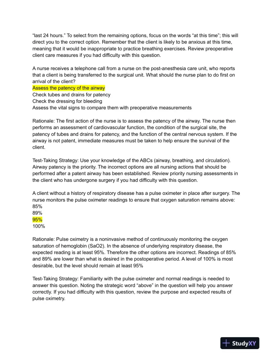 HESI Medical Surgical Review Questions With Answers (244 Solved Questions), page 10