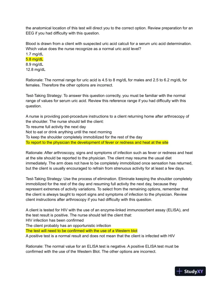HESI Medical Surgical Review Questions With Answers (244 Solved Questions), page 13