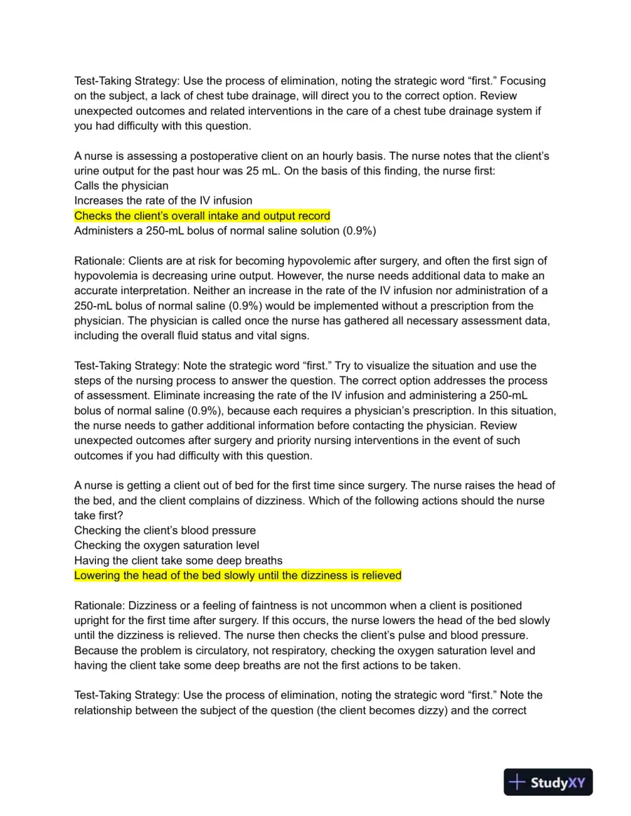 HESI Medical Surgical Review Questions With Answers (244 Solved Questions), page 6