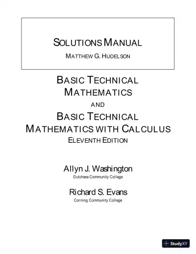 Solution Manual for Basic Technical Mathematics, 11th Edition - Page 1 preview image