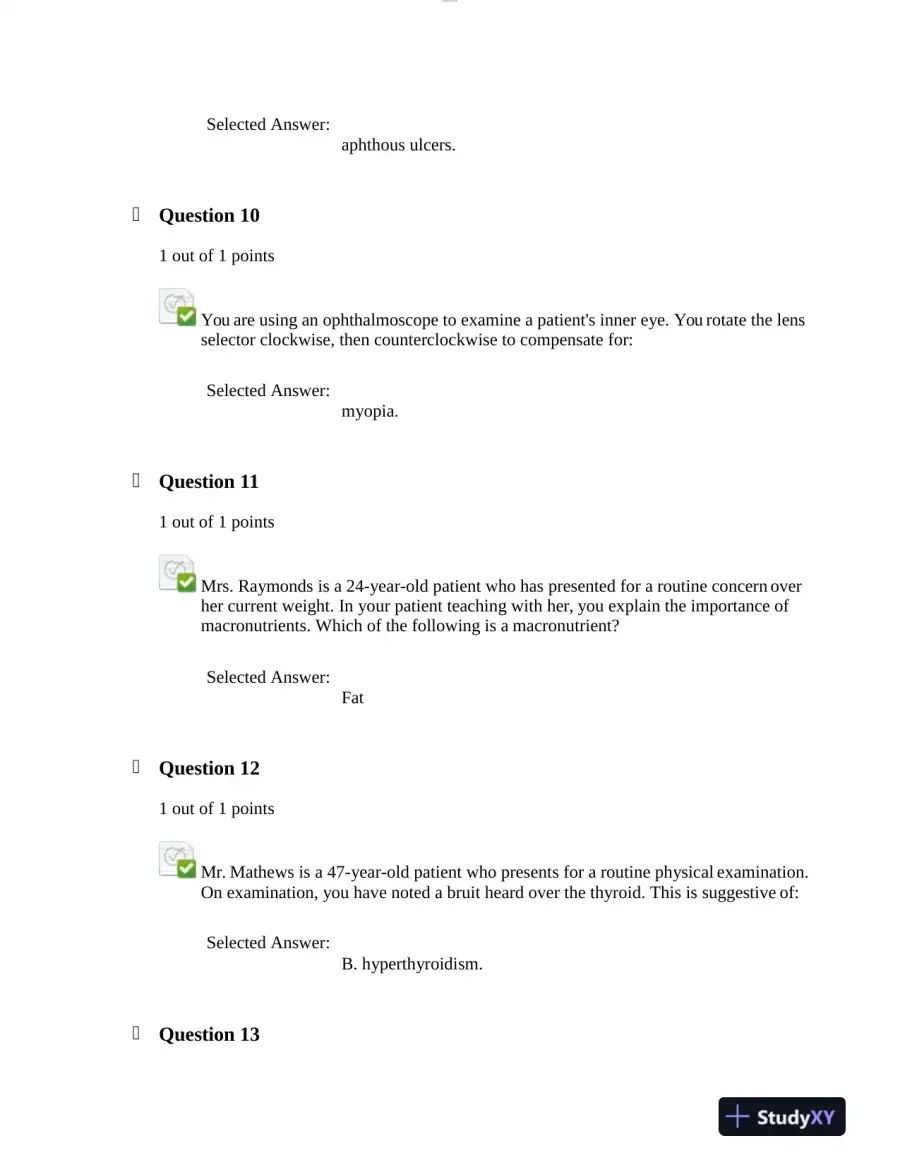 NURS6512 Walden University Health Assessment Midterm Exam With Answers (101 Solved Questions), page 6