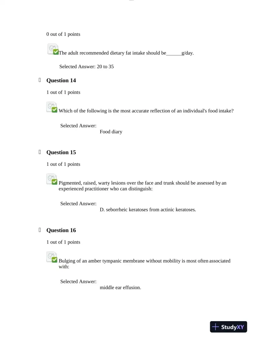 NURS6512 Walden University Health Assessment Midterm Exam With Answers (101 Solved Questions), page 7