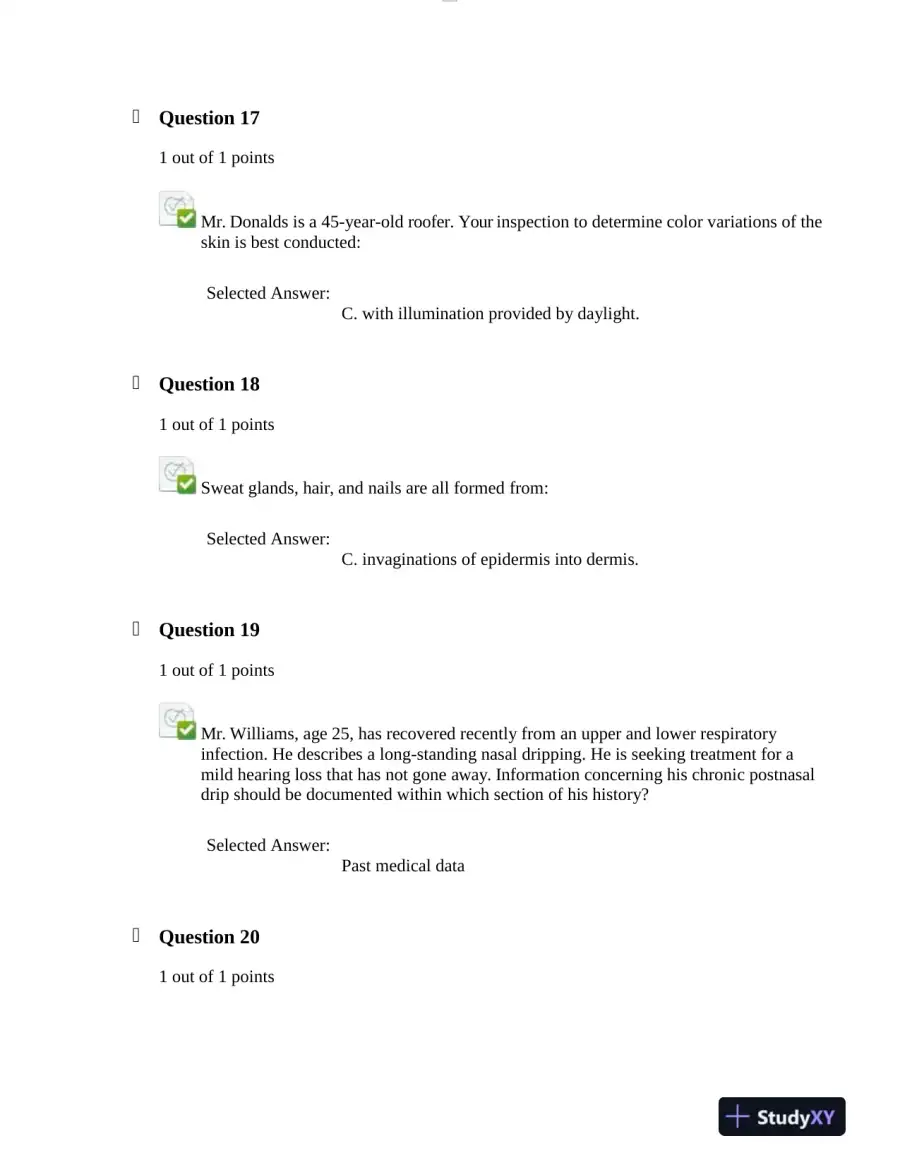 NURS6512 Walden University Health Assessment Midterm Exam With Answers (101 Solved Questions), page 8