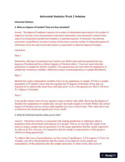 Inferential Statistics Week 2 Solution - Page 1 preview image