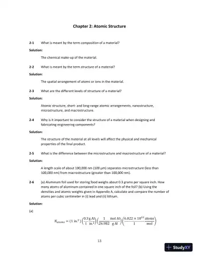 Solution Manual for Science and Engineering of Materials, SI Edition, 7th Edition - Page 14 preview image