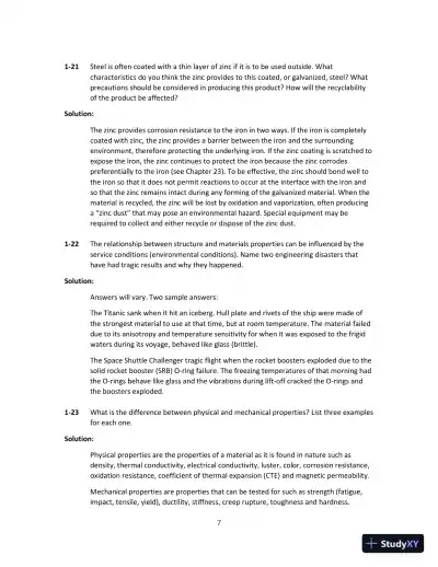 Solution Manual for Science and Engineering of Materials, SI Edition, 7th Edition - Page 8 preview image