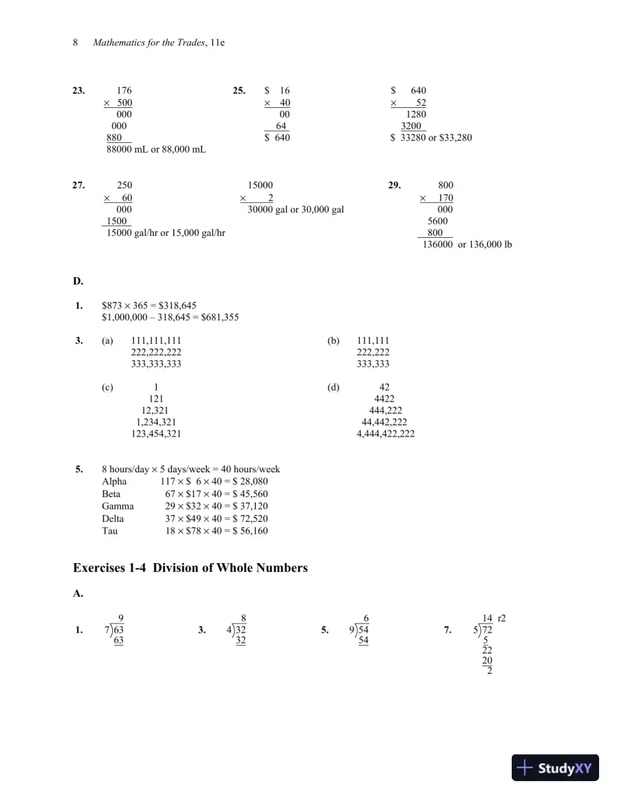 Solution Manual for Mathematics for the Trades: A Guided Approach, 11th Edition, page 10