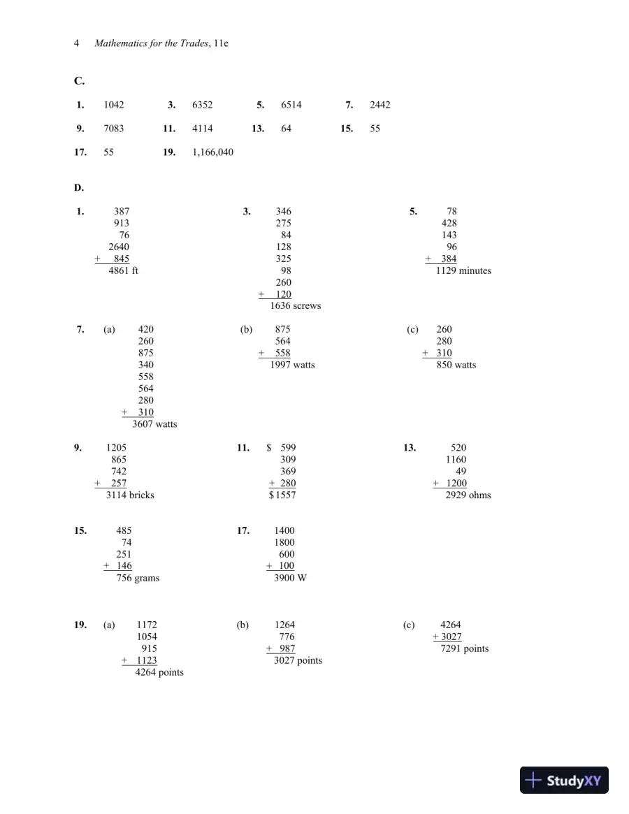 Solution Manual for Mathematics for the Trades: A Guided Approach, 11th Edition, page 6