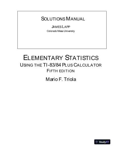 Solution Manual for Elementary Statistics Using the TI-83/84 Plus Calculator, 5th Edition - Page 1 preview image
