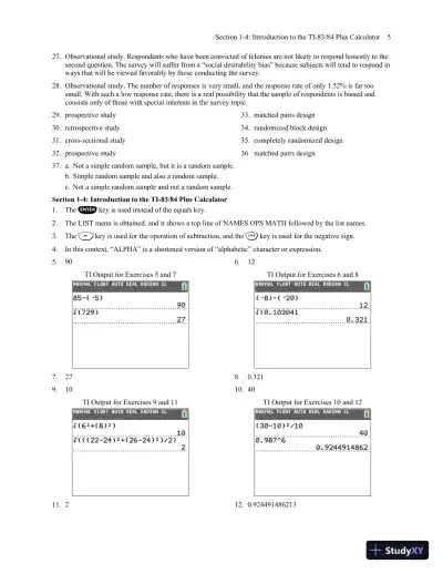 Solution Manual for Elementary Statistics Using the TI-83/84 Plus Calculator, 5th Edition - Page 10 preview image
