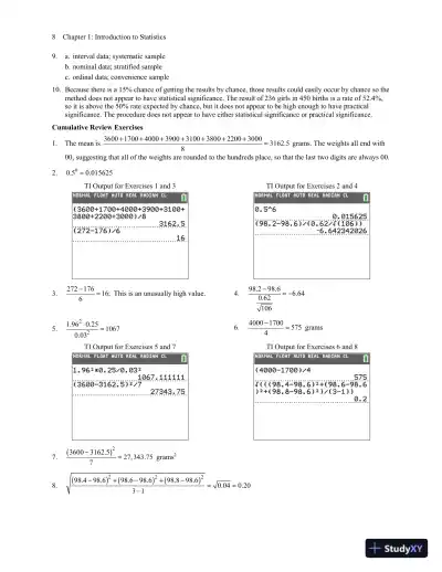 Solution Manual for Elementary Statistics Using the TI-83/84 Plus Calculator, 5th Edition - Page 13 preview image